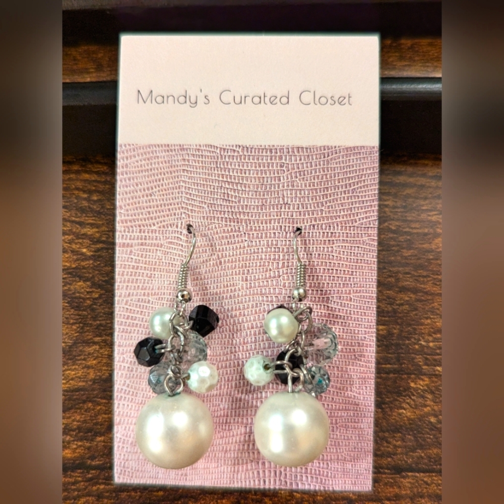 WHBM Silver & Black Pearl Earrings